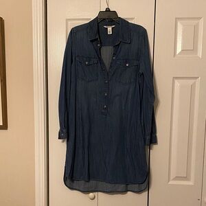 White House Black Market Denim Long Sleeve Dress